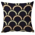 Nordic square pillowcase with vintage navy blue geometric semicircle fish scale pattern - 45x45cm / Blue Orange Geometric Semicircle (CDR282-35)