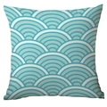 Modern Nordic square cushion cover featuring light blue and white Seigaiha geometric patterns - 45x45cm / Light Blue White Wave (CDR282-37)