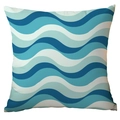 Square pillow cover with blue and white wave pattern in minimalist geometric style - 45x45cm / Blue White Wave Stripes (CDR282-38)