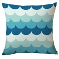 Nordic minimalist square pillow cover with blue and white wave pattern for sofa decoration - 45x45cm / Blue White Fish Scale Wave (CDR282-40)
