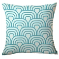 Modern Nordic square pillow cover featuring blue and white wave geometric patterns - 45x45cm / Blue White Geometric Arc (CDR282-41)