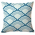 Nordic minimalist square pillow cover with blue seigaiha wave geometric pattern - 45x45cm / Dark Blue Seigaiha (CDR282-42)