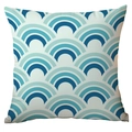 Nordic geometric square pillowcase with navy blue Seigaiha wave pattern for sofa decor - 45x45cm / Blue Traditional Sea Wave (CDR282-43)