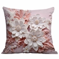 3D floral cushion cover with elegant white petals and soft pink artistic quilling patterns - 45*45cm Polyester Single Side No Insert / Dld4-12