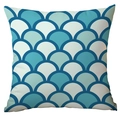 Modern Nordic square cushion cover with blue and white geometric fish scale pattern - 45x45cm / Blue White Fish Scale Geometric (CDR282-44)