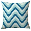 Modern geometric cushion cover with blue and white chevron pattern for sofa decor - 45x45cm / Blue White Chevron Texture (CDR282-45)