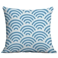 Nordic square cushion cover with blue and white Japanese Seigaiha wave pattern - 45x45cm / Classic Blue White Seigaiha (CDR282-46)