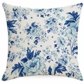 Funda de cojín cuadrada con estampado de peonías de porcelana azul y blanca - 45*45cm Lino Una Cara Sin Núcleo / Patrón Floral de Peonía Clásico (DYM328-4)