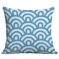 Modern Nordic square pillowcase with classic blue and white Seigaiha wave pattern - 45x45cm / Blue White Rounded Seigaiha (CDR282-48)