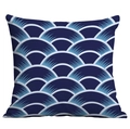 Nordic geometric square pillowcase with navy blue Seigaiha wave pattern fabric - 45x45cm / Dark Blue Line Seigaiha (CDR282-49)