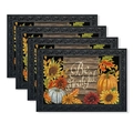 4er-Set Thanksgiving-Tischsets mit Kürbissen Sonnenblumen und Be Grateful-Text - Be Grateful Kürbis (TCD98-1) / 30*45cm