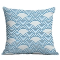 Square pillow cover with Nordic blue and white Seigaiha wave geometric pattern - 45x45cm / Blue White Japanese Wave (CDR282-50)