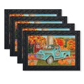 Set of 4 Thanksgiving table mats with vintage blue truck, pumpkins, and barn motif - Vintage Blue Truck Pumpkin (TCD98-7) / 30*45cm