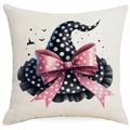 Halloween pumpkin cat dots pillow cover with witch hat pattern for sofa decor - Witch Hat Style (DYM336-15) / 45x45cm