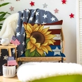 Patriotic sunflower throw pillow cover with US flag stripes and stars for home decor - 27