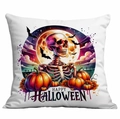 Federa per cuscino di Halloween in poliestere con illustrazioni di teschi e zucche - Stile Zucca Teschio Multicolore (TDLD86-1)
