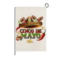 Bandiera da giardino Cinco De Mayo con motivi festivi su tela grezza con supporto - Taco Peperoncino Sombrero (HYQ83-11)