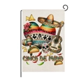 Bandiera da giardino Cinco de Mayo con sombrero messicano e teschio su supporto nero - Cuore d'Arte Sombrero (HYQ83-12)