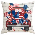 Patriotic 4th of July pillowcase featuring a vintage red truck with stars and stripes - 45x45cm Linen Single-sided Without Insert / Beige Vintage Truck Style (YMD330(6)-2)