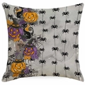 Halloween pillow cover with orange pumpkin, black cat, and spiderweb festive design - Multiple Pumpkin Bat Cat (DYM326-9)