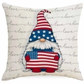Patriotic gnome pillow cover with red and blue star stripes for Independence Day - 45x45cm Linen Single-sided Without Insert / Beige Stars Stripes Gnome Style (YMD330(6)-3)