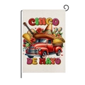 Bandiera da giardino Cinco de Mayo con camion rosso e sombrero su trama lino - Pickup Rosso Vintage (HYQ83-20)