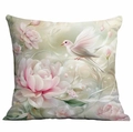 Floral pillow cover with pink peony and bird illustration on a clean white background - White Bird Peony Style (DLD3-5) / 45*45cm Single-sided Without Core