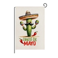 Bandiera da giardino Cinco de Mayo con cactus e maracas su supporto in metallo nero - Cactus Maracas Cartoon (HYQ83-21)