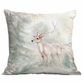 Floral pillowcase featuring a dreamlike white deer with pink flowers on a white background - Ethereal White Deer Style (DLD3-8) / 45*45cm Single-sided Without Core