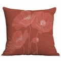Kissenbezug in Terrakotta mit weißen Mohnblumen-Linienmustern auf weichem Stoff - Modern Minimalistischer Mohn-Stil (CDR331-7)