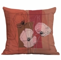 Moderner quadratischer Kissenbezug mit roter Mohn-Linienkunst in Terrakotta-Rot - Modern Geometrischer Mohn-Stil (CDR331-11)