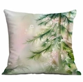 Floral dream throw pillow cover with pine branches and pink flowers in mist - Pine Branch Pink Flower Style (DLD3-16) / 45*45cm Single-sided Without Core