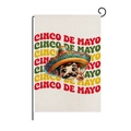 Bandiera da giardino Cinco de Mayo con personaggio sombrero su tela di lino crema - Gesto Vittoria Cartoon (HYQ83-29)