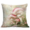 Square cushion cover featuring artistic watercolor mushroom pattern and pink flora - Mushroom Grassland Style (DLD3-20) / 45*45cm Single-sided Without Core