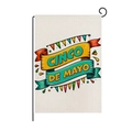 Bandiera da giardino Cinco de Mayo con stampa festiva colorata su tessuto lino - Banner Testo Festa (HYQ83-30)