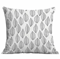 Minimalist white square pillowcase featuring a black and white floral leaf pattern design - 18x18 Inch / Minimalist Line Art Leaf Style (CDR326-2)