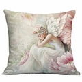 Square floral pillow cover with dreamy angel girl art and pink flower patterns - Angel Girl Wreath Style (DLD3-24) / 45*45cm Single-sided Without Core