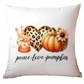 White Halloween pillow case with pumpkin, leopard heart and peace sign print decor - Sunflower Leopard Pumpkin Style (TDLD87-18)