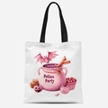 Détail de l'illustration rose Potion Party de Halloween sur sac cabas en toile - Motif Fantôme Potion Party (FBDT03-29)
