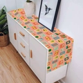 Summer Bohemian floral table runner with orange stamps and palm tree patterns - 33*183cm Table Runner / Orange Red Summer Stamp (ZQ106-41)