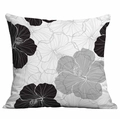 Fodera per cuscino quadrata con moderno motivo floreale di ibisco nero su bianco - 45*45cm / Stile Ibisco Moderno (CDR326-12)