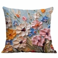 Künstlerischer Ölgemälde Blumen Kissenbezug mit bunten Blütenblättern auf weißem Hintergrund - Impasto Textur Blumenstil (CDR330-6) / Einseitig ohne Kern