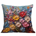 Kissenbezug im Ölgemälde-Stil mit bunten impressionistischen Blumen und Textur - Impressionistischer Heller Blumenstil (CDR330-7) / Einseitig ohne Kern