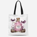 Sac fourre-tout d'Halloween en toile avec motif potion magique et chauves-souris, blanc - Motif Fantôme Potion Frightfully Fun (FBDT03-36)