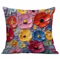 Kissenbezug im Ölgemälde-Stil mit 3D-Blumenmuster und bunter Textur für Dekoration - 3D Blumen-Kunststil (CDR330-9) / Einseitig ohne Kern