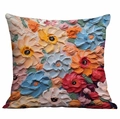 Kissenbezug mit 3D-Blumenmuster im Ölgemälde-Stil für moderne Wohnraumdekoration - Mehrfarbiger Patchwork-Öl-Stil (CDR330-10) / Einseitig ohne Kern