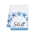 Strofinaccio da cucina con motivo a conchiglia blu acquerello e strisce blu - 40*60cm / Motivo Shell (MJBT60-3)
