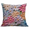 Kissenbezug im Ölgemälde-Stil mit lebendigen 3D-texturierten Blumen im Impasto-Look - Sanfter Harmonischer Blumenstil (CDR330-11) / Einseitig ohne Kern