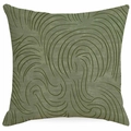 Detail showing the 3D relief wavy texture on dark green velvet square cushion cover - 45x45cm / Dark Green Textured Wave Pattern (DYM342-7)