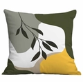 Housse de coussin nordique aux feuilles tropicales abstraites et motifs géométriques - 45*45cm Recto Sans Cœur / Patchwork de Blocs Abstraits (CDR345-1)